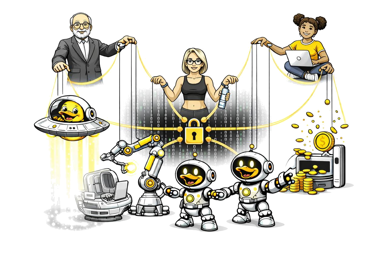 Steve and Sally controlling their duck agents